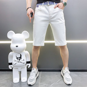 2021夏季薄款水洗现货潮牌弹力牛仔裤男五分裤QT5031-89608图片