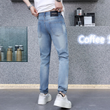 高端新款修身牛仔裤男小脚浅蓝色弹力潮流百搭长裤D218-3707S-P98，男装牛仔裤，电商D218