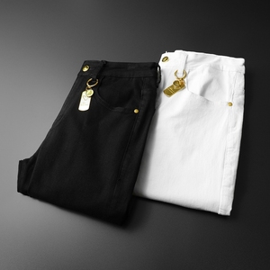 2021潮牌新款水洗弹力牛仔裤男微跨小脚裤QT5031-89570-P85