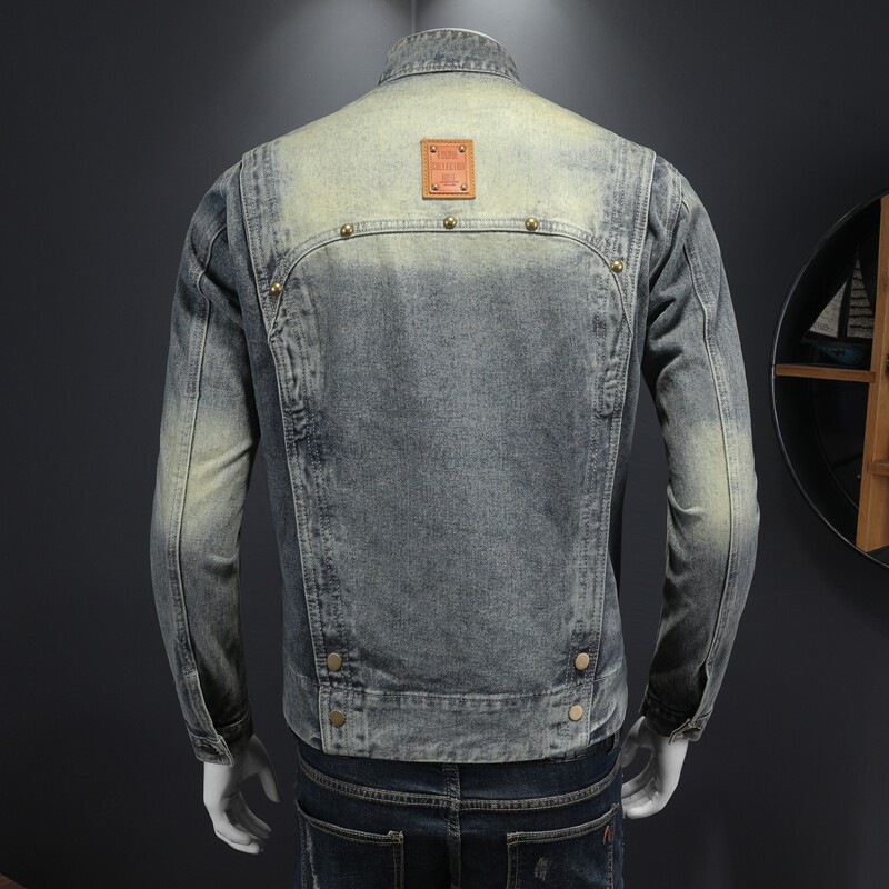 秋冬新款重磅水洗渐变潮牌机车牛仔夹克男外套上衣D218-Y709-P170,男装夹克,电商D218
