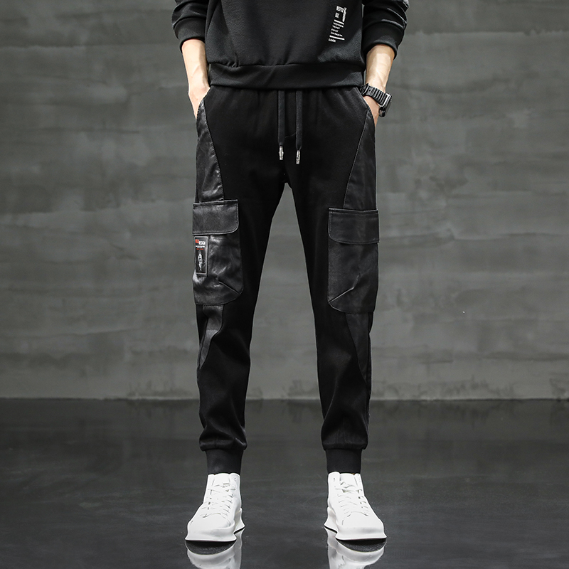 2022秋冬新款时尚宽松大码机车骑行松紧腰皮裤男B223-6853-P100，商品下架区商品下架区，电商D218