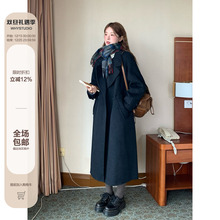 WHYSTUDIO 奢级贵感时髦重磅山羊绒双面呢大衣女秋冬长款翻领外套