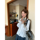 新款 叠穿百搭娃娃领花边白衬衫 高级感上衣 韩系复古短款 WHYSTUDIO