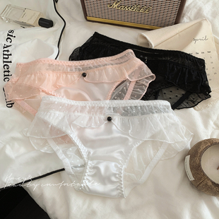 2025新款 纯欲蕾丝低腰女生三角裤 日系甜美性感内裤 甜甜小珍珠