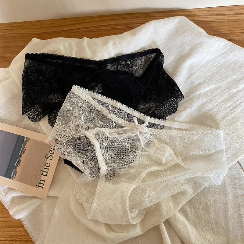 XIAOMiWU 欧美蕾丝网纱性感新款少女生夏季薄款纯欲三角内裤女士