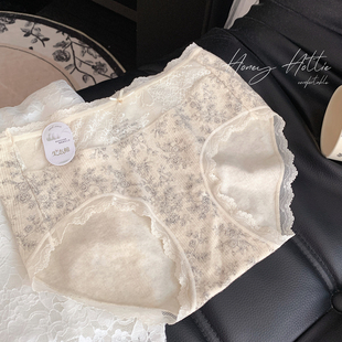 柔然花园 内裤女生纯棉中腰性感纯欲风蕾丝边少女三角裤2025新款