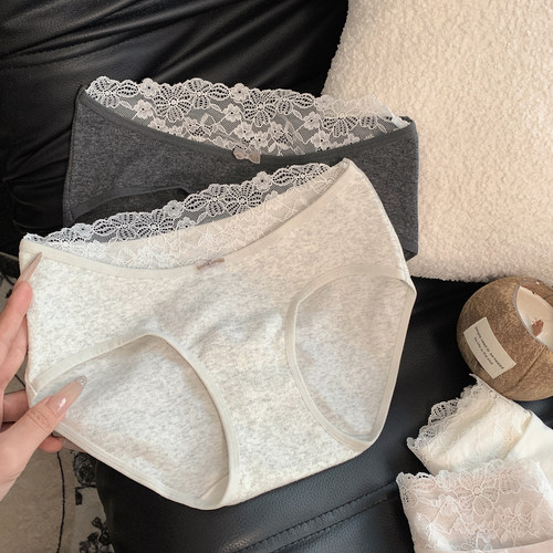 奶芙蕾丝  内裤女款纯棉低腰透气少女性感蕾丝边三角裤日常舒适