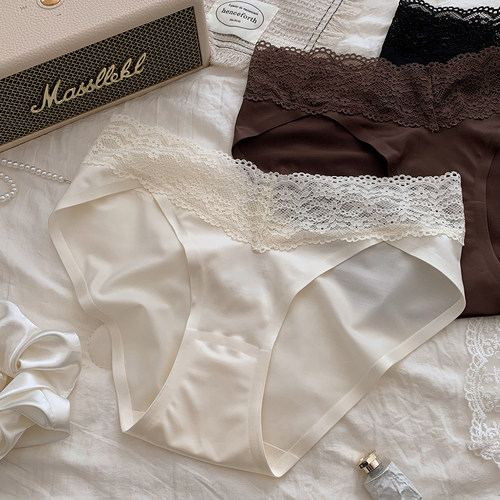 轻奢无痕 纯欲风性感少女内裤新款纯色蕾丝边透气舒适低腰三角裤