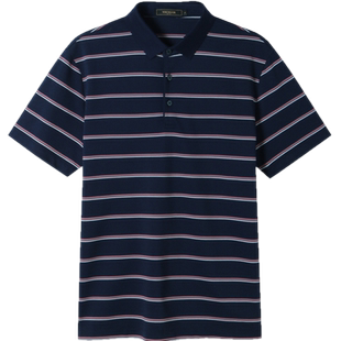 【含凉爽桑蚕丝】雅戈尔夏季男士短袖POLO衫商务休闲条纹短袖T恤