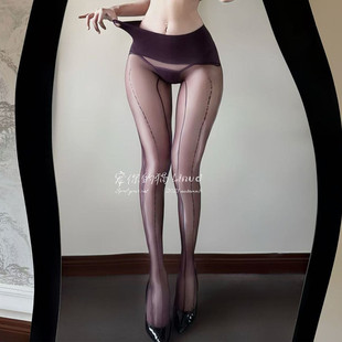 宠你的猫:电波性感油光无缝丝袜极光油亮丝滑超薄黑丝连裤袜女士