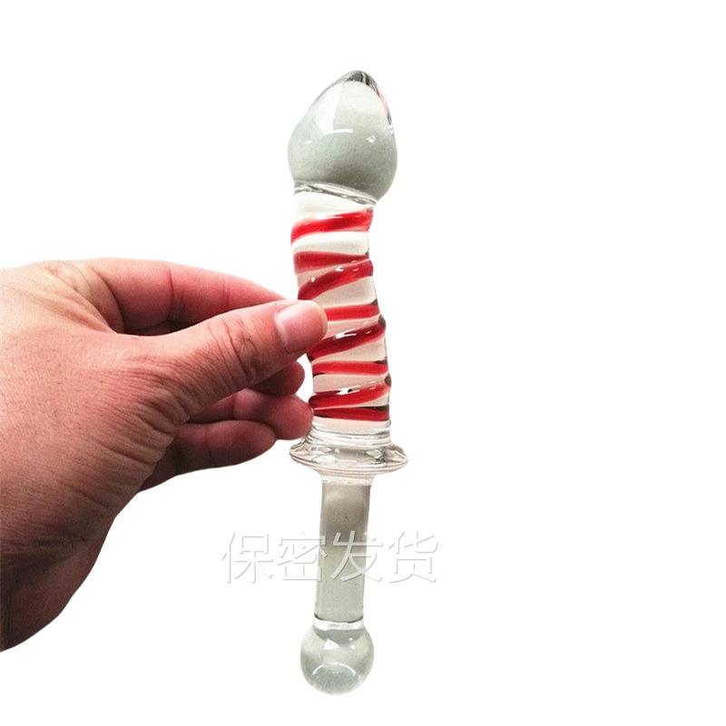 私密解压水晶玻璃心型榜榜按摩器局部放松女用长款器玻璃榜按摩新