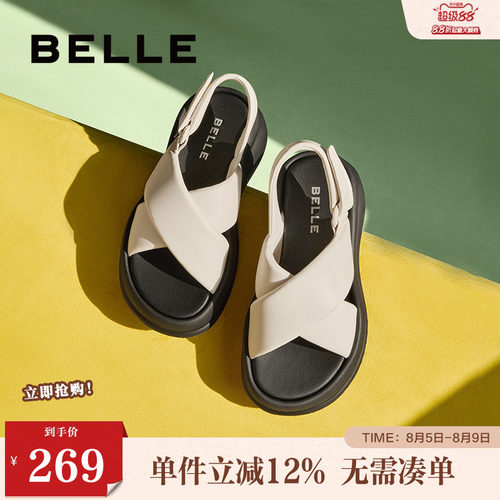 休闲百丽厚底女鞋凉鞋新款鞋子