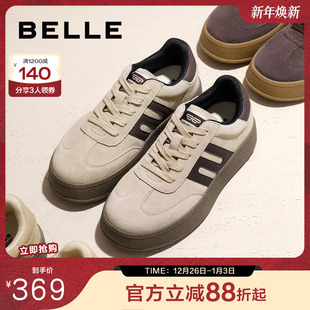 休闲鞋 百丽板栗德训复古加绒保暖德训鞋 运动鞋 新款 A6N1DAM4 女春季
