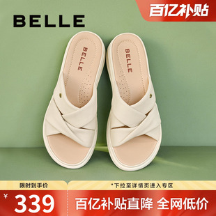 媽媽鞋 百麗女鞋 子可外穿涼拖A9T1DBT4 新款 女夏季 沙灘鞋 厚底拖鞋