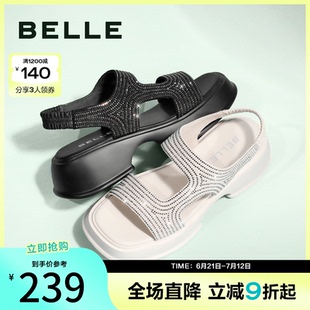 商场闪钻便穿凉鞋 百丽休闲沙滩凉鞋 女鞋 新款 Z3V1DBL3 女夏季