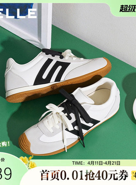 百丽跑道双鞋带夏季复古阿甘德训鞋女夏季新款运动休闲鞋D7M1DBM5
