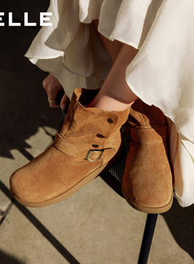 百丽女鞋复古绒面厚底勃肯靴女冬季新款美拉德西部短靴子B2911DD5