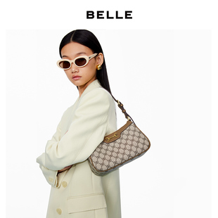 百丽包包女时尚 老花高级腋下包手提单肩包妈妈包X6645AX3 百搭新款