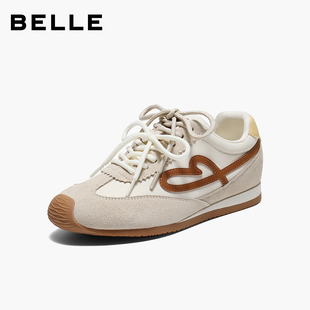 E7H3DAM6 隐形内增高休闲鞋 百丽拼接爱心阿甘鞋 女2026春新商场同款