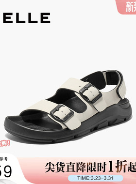 百丽女鞋子透气休闲运动凉鞋女夏季新款魔术贴沙滩凉鞋D5X1DBL5