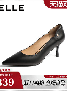 百丽OL风高跟鞋女春秋新款羊皮革气质法式细跟尖头单鞋Y4C1DAQ4