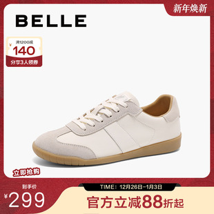 运动休闲板鞋 百丽女鞋 新款 女2025春季 B2411AM5 子复古德训阿甘鞋