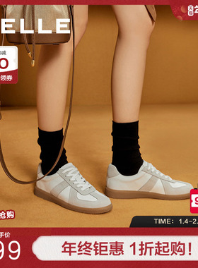 百丽女鞋子美式德训鞋女鞋子新款复古休闲鞋运动板鞋B0992CM3