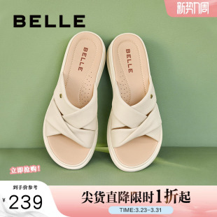 妈妈鞋 百丽沙滩鞋 新款 女夏季 子可外穿凉拖A9T1DBT4 厚底拖鞋