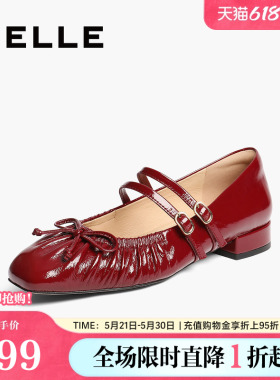 百丽女鞋子法式银色芭蕾风玛丽珍鞋春季新款绝美浅口单鞋3VD02AQ5