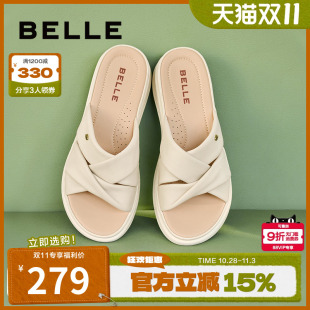 妈妈鞋 百丽沙滩鞋 新款 女夏季 子可外穿凉拖A9T1DBT4 厚底拖鞋