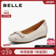 子浅口平底鞋 新款 舒适真皮蝴蝶结通勤法式 百丽女鞋 单鞋 B2198CQ4