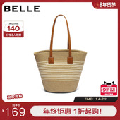 百丽包包女夏季 新款 商场休闲度假编织菜篮子单肩托特包JY118BX4