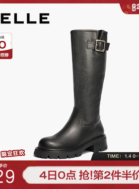 百丽女靴子厚底高长靴冬季新款西部靴显瘦长筒靴骑士靴B2136DG4