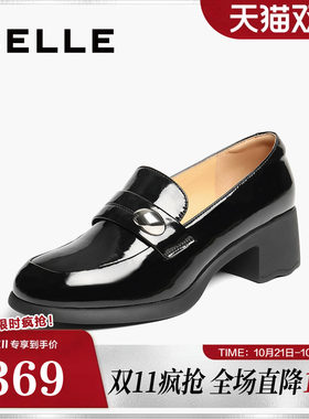 百丽女鞋粗高跟海鸥乐福鞋女春夏新款不累脚深口单鞋子E1C1DCA5