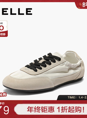 百丽女鞋子平底透气复古德训鞋秋季新款薄底运动休闲鞋D9C1DCM5