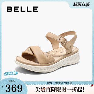 百丽女鞋厚底休闲凉鞋女夏新款妈妈鞋子可外穿凉拖鞋子D6N2DBL5