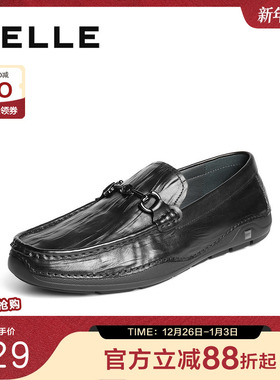 百丽一脚蹬豆豆鞋男2025新款秋商场同款牛皮革休闲乐福鞋8TX01CM5