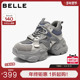 女冬季 新款 棉鞋 百丽灰色加绒高帮老爹鞋 厚底休闲运动鞋 子E6M1DDM5
