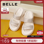 子膨膨丑鞋 百丽女鞋 一字拖B1971BT4 外穿新款 鞋 厚底沙滩拖鞋 女款