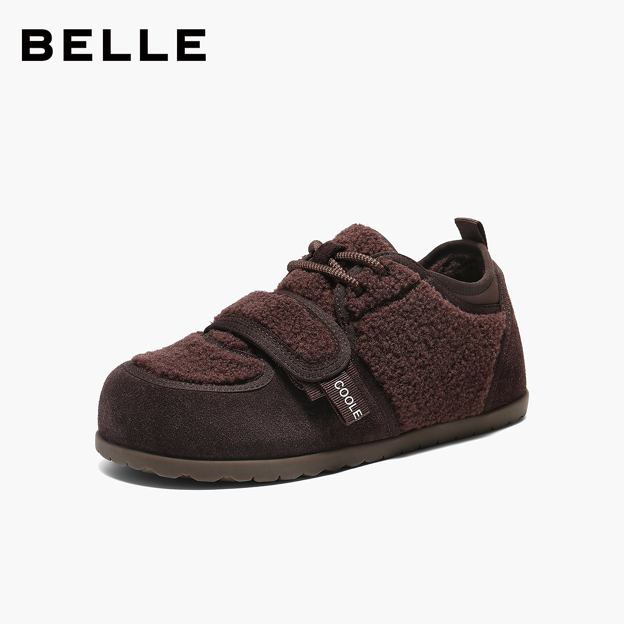 百丽女鞋毛毛加绒魔术贴德训板鞋女冬季保暖雪地靴棉鞋B3016DM5,女鞋,时尚休闲鞋,淘宝优惠券,粉丝福利购,淘宝优惠卷