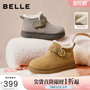 防滑保暖勃肯短靴E4K1DDD5 棉鞋 百丽女靴子厚底雪地靴加绒冬季 新款