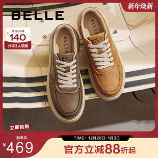 鞋 复古潮搭工装 8QZ01AM5 男2025春新商场同款 百丽厚底增高休闲板鞋