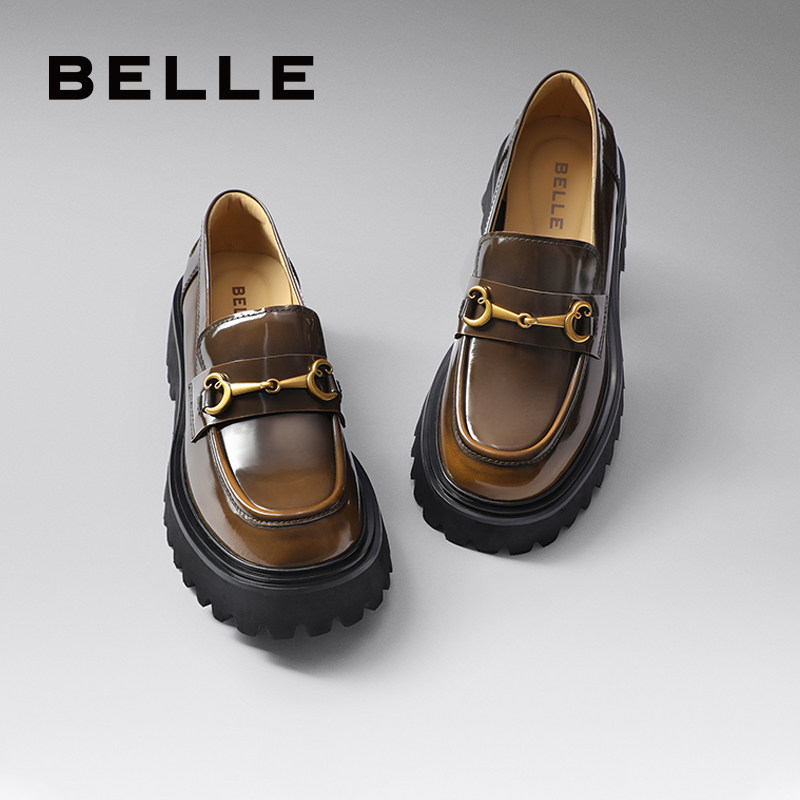 百丽复古英伦风乐福鞋女鞋子新款厚底黑色小皮鞋深口鞋BMM28AA4,女鞋,乐福鞋（豆豆鞋）,淘宝优惠券,粉丝福利购,淘宝优惠卷