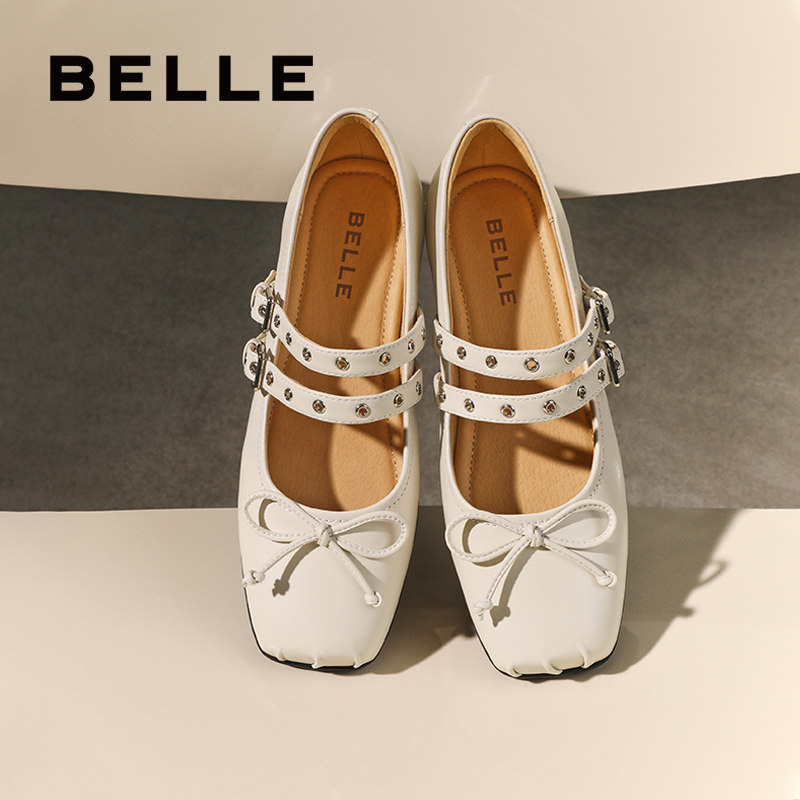 百丽芭蕾鞋真皮浅口单鞋子新款蝴蝶晚晚鞋玛丽珍鞋女B4X1DCQ4,女鞋,玛丽珍鞋,淘宝优惠券,粉丝福利购,淘宝优惠卷