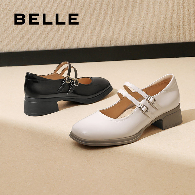 百丽女鞋子法式玛丽珍鞋女春季新款黑色小皮鞋浅口单鞋3OK01AQ5,女鞋,玛丽珍鞋,淘宝优惠券,粉丝福利购,淘宝优惠卷