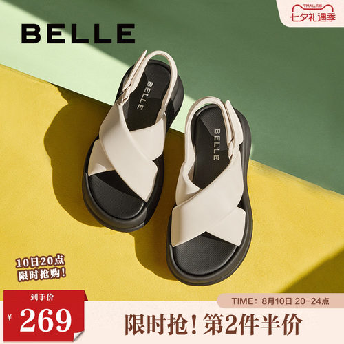 休闲百丽厚底女鞋凉鞋新款鞋子