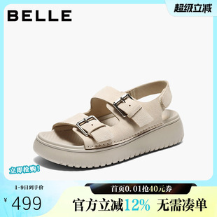 百丽复古厚底运动勃肯凉鞋 新款 透气休闲凉鞋 子F4S1DBL6 女2026夏季