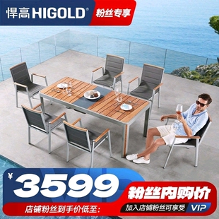 悍高日内瓦系列户外桌椅进口柚木原创轻奢铝合金框防水布防晒