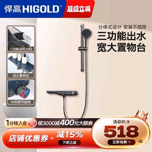 悍高卫浴枪灰色淋浴花洒套装 花洒 分体式 无顶喷小户型家用明装