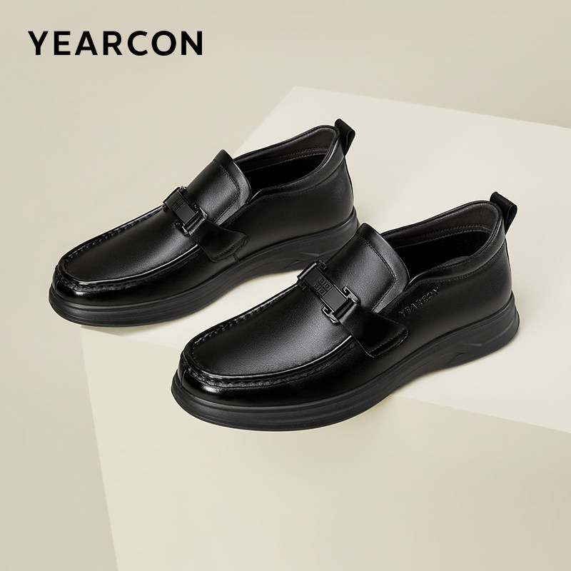 意尔康官方正品2025新款商务正装舒适皮鞋真皮一脚蹬英伦爸爸鞋